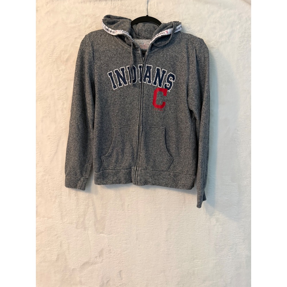 MLB Cleveland Indians Full Zip Hoodie Gray G-III 4Her Carl Banks Medium